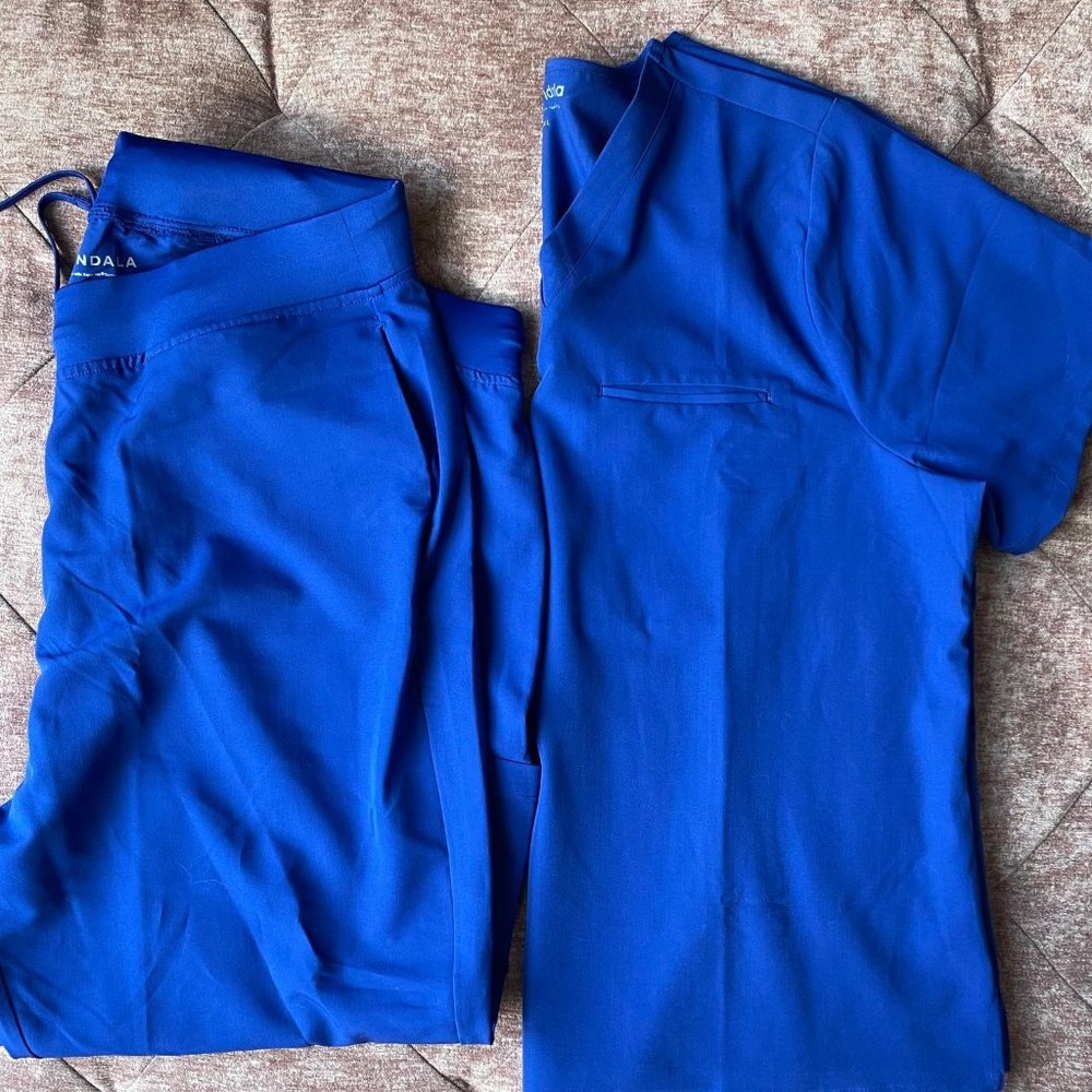 3XLT Mandala Scrubs Royal Blue